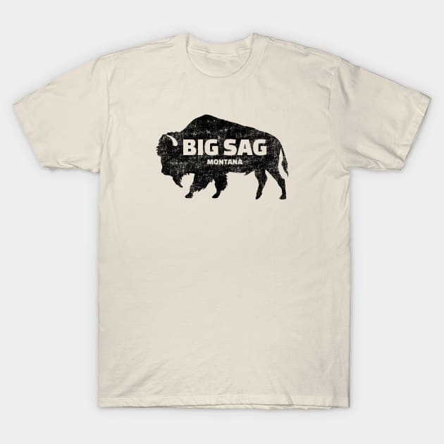 Big Sag, MT - Buffalo (Distressed) T-Shirt by Where?!? Apparel